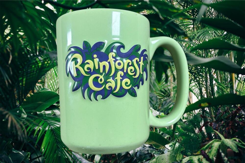Rainforest Cafe Vintage Coffee Mug 16Oz Green